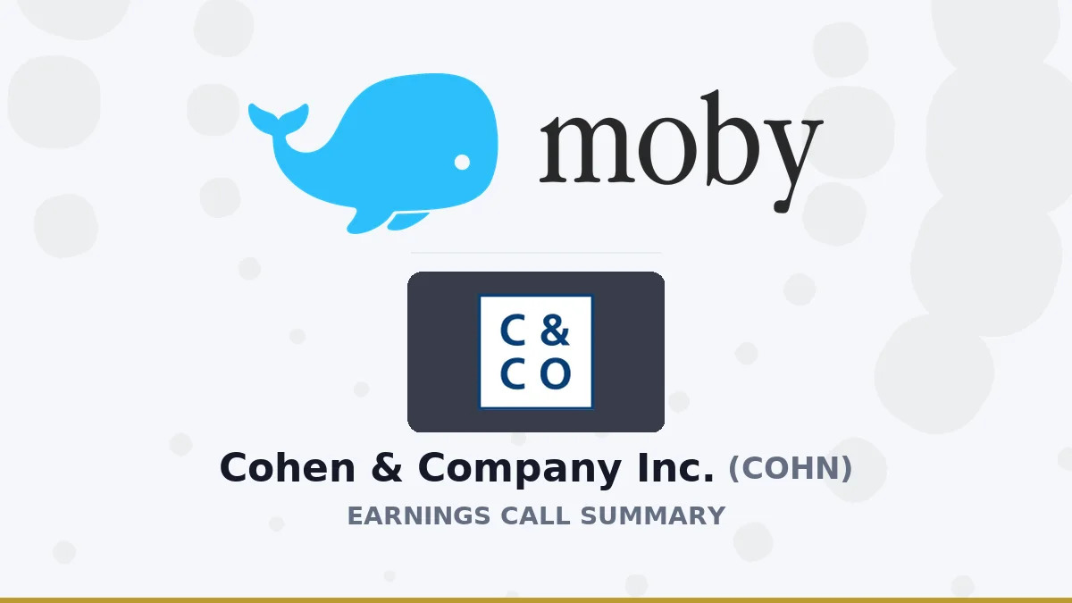 Cohen & Company Inc. Q2 2026 Earnings Call Summary