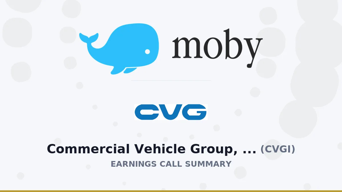 Commercial Vehicle Group, Inc. Q2 2026 Earnings Call Summary